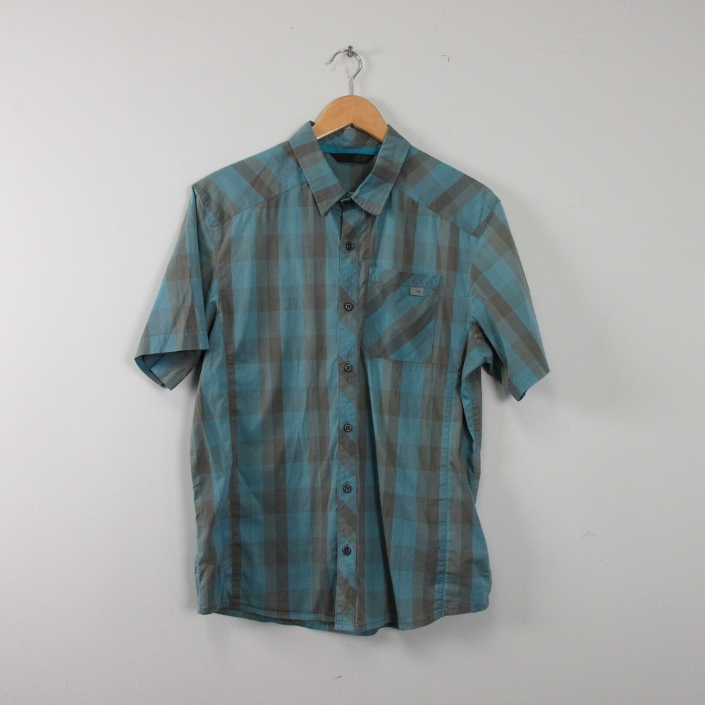 Arc'teryx Teal and Brown Plaid Short Sleeve Button-Down Shirt